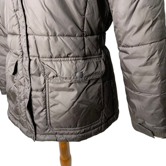 Lands End Quilted Jacket with Sherpa Collar Size Small 6 8 Brown Snap Zip Front - Picture 3 of 10